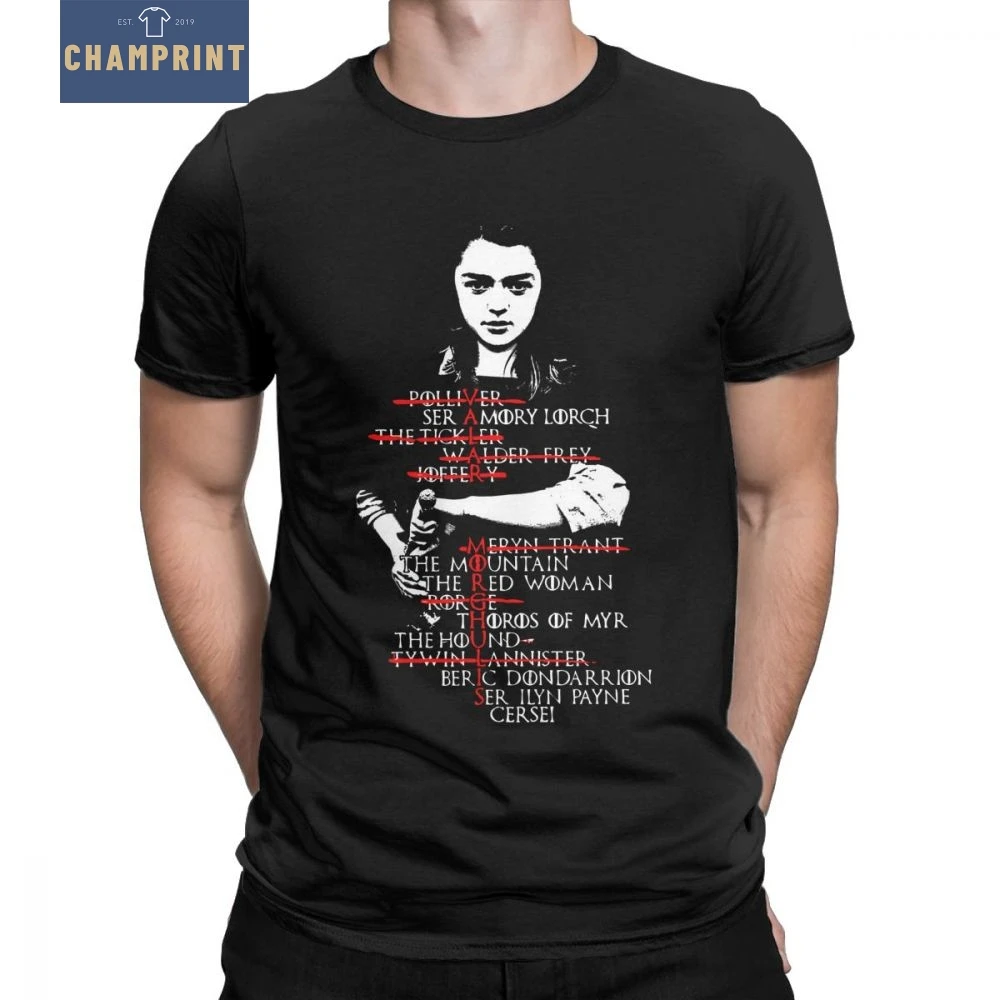 Игра престолов Arya Stark List футболки мужские с коротким рукавом модные круглым