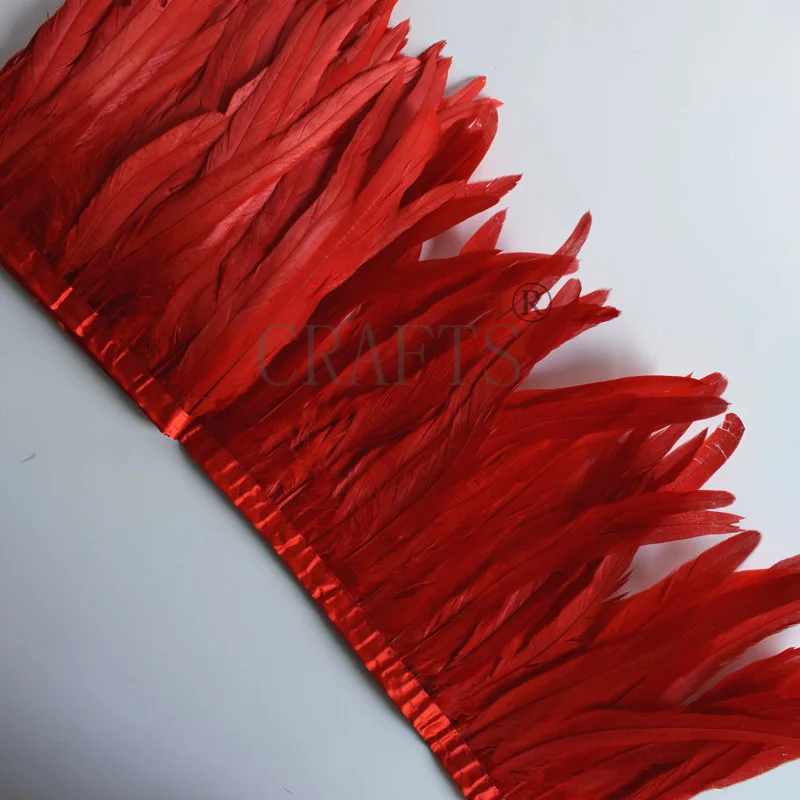 10 Yards Rooster Feather Trims 25-30cm Coque Feather Strung Chicken Feather Trimming Dress/Skirt /Costume Carnival Decoration