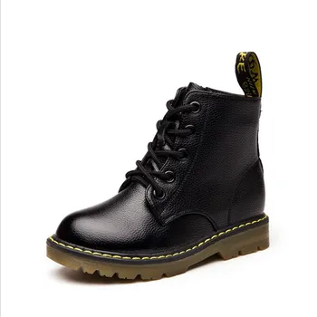 

Cowhide girls autumn winter plus velvet boots 2019 genuine leather new boys short boots winter 3-13 years children cotton shoes