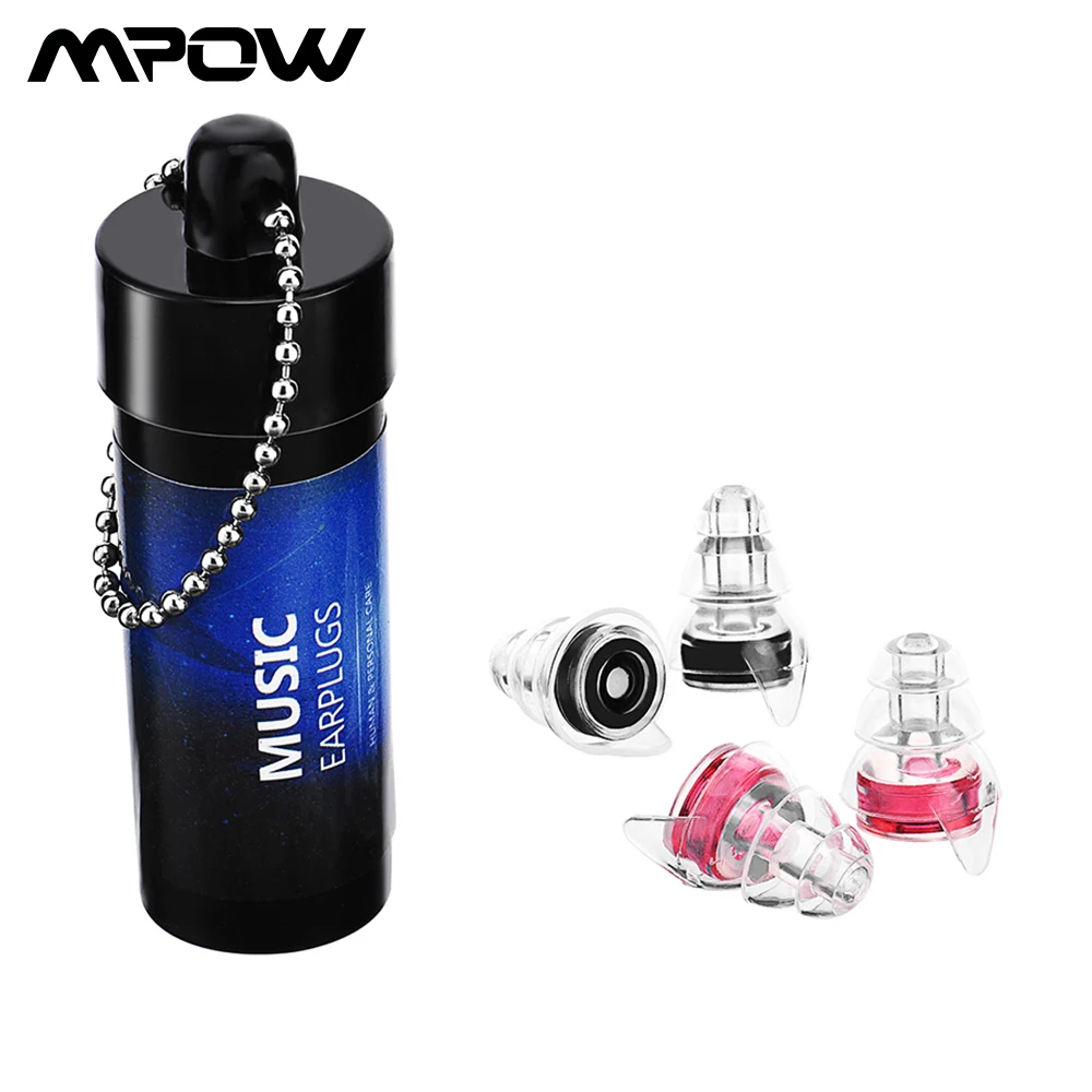 2 Pairs Mpow SNR 23dB Noise Cancelling Ear Plugs With Carrying Case Professional Music Earplugs Noise Reduction For Sleep DJ Bar