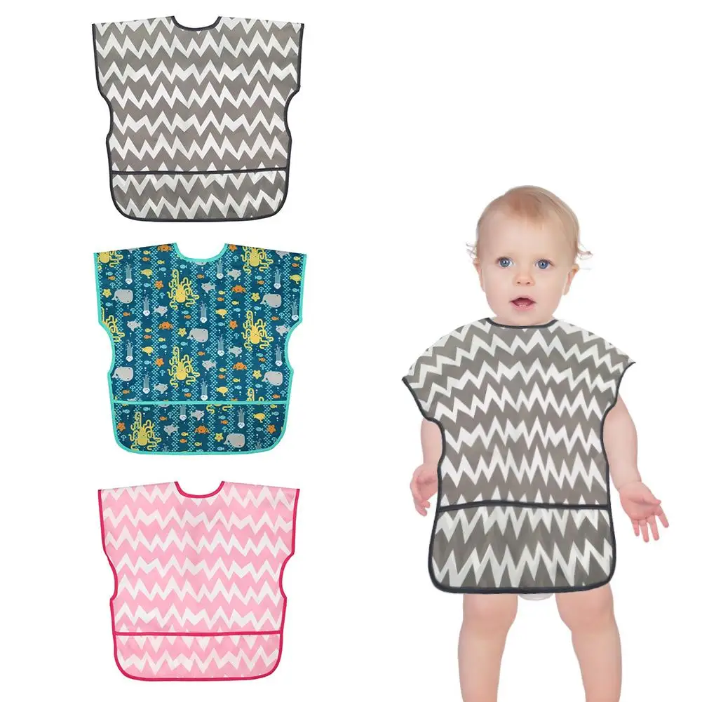 

Baby Bib Waterproof Children Gown Hoods Infants Children Dinner Sleeveless Painting Gown For Baby Care Set Supplies