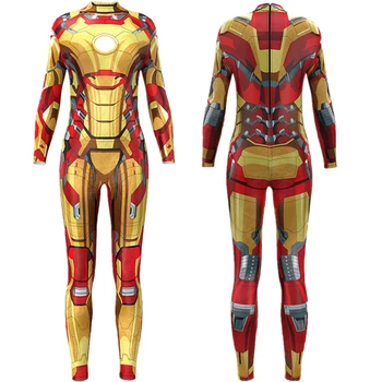 

Superhero Movie Iron Man Jumpsuit Catsuit Sexy Cosplay Costumes Halloween Women Bodysuit Fancy Dress