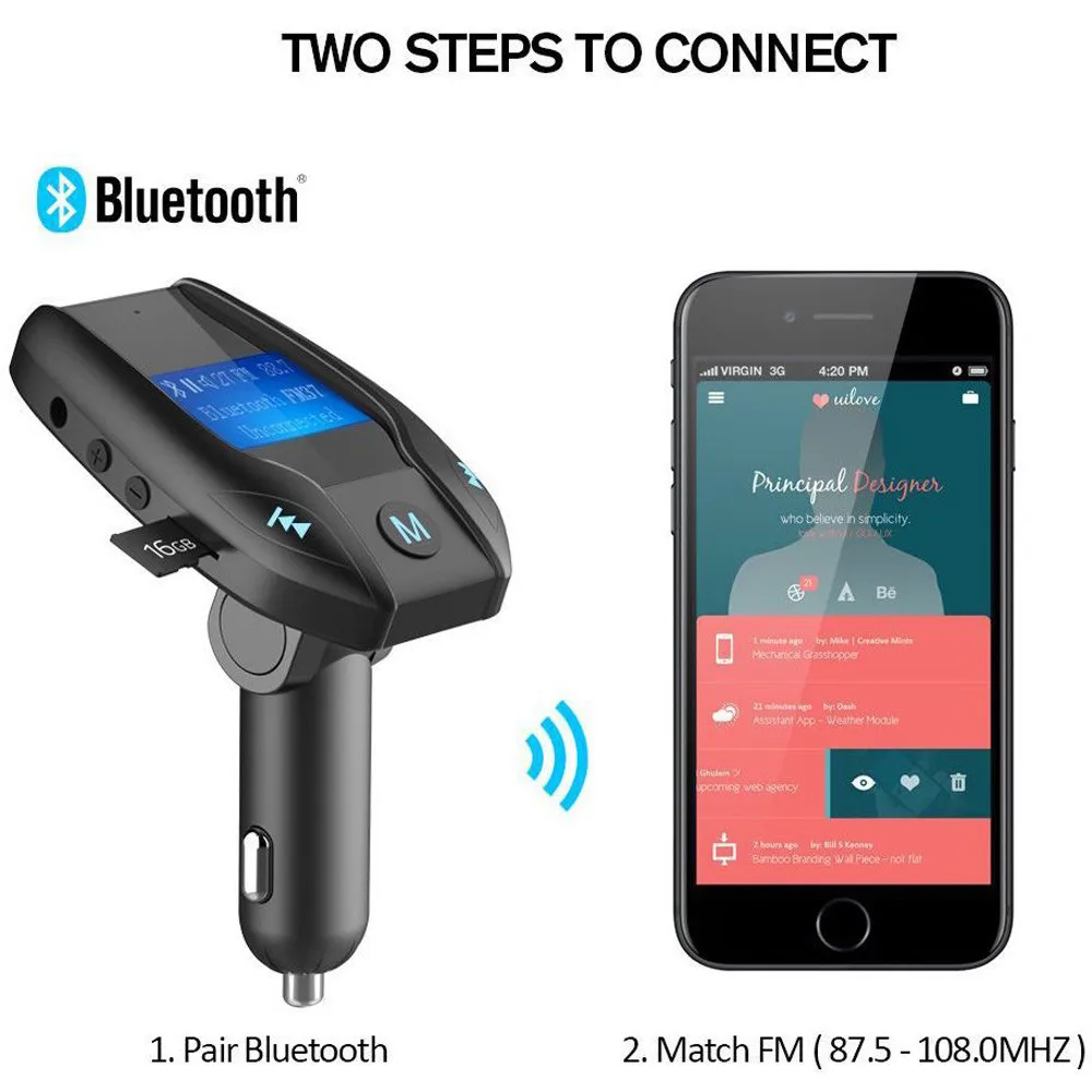 Bluetooth V3.0 автомобильный комплект MP3-плеер fm-передатчик беспроводной Hands-free USB Автомобильное зарядное устройство быстрое зарядное устройство автомобильные аксессуары# Ger