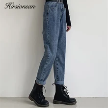 Hirsionsan, винтажные прямые джинсы, женские,, корейские, высокая талия, Anklelength, джинсовые штаны, Modis, уличная одежда, пуш-ап, женские брюки