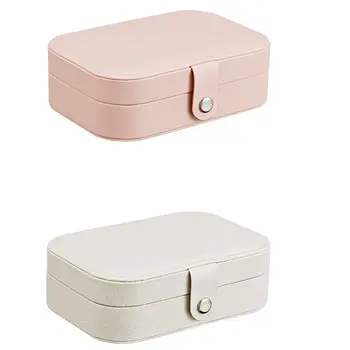 

Korean Style Fresh And Simple Girl Earrings Plate Jewelry Box Protable Leather Earrings Ring Multi-Function Jewelry Storage Box
