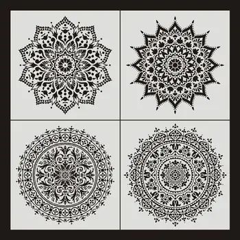 

4pcs Flower Stencil Wall Painting DIY Drawing Template for Floor Tiles Funiture
