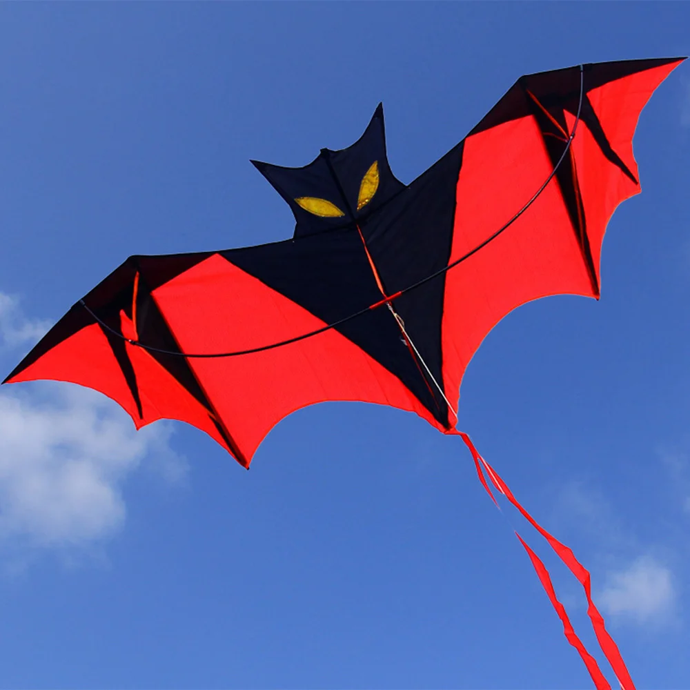 Воздушный змей Bat Power с ручкой в форме летучей мыши черного красного цветов для