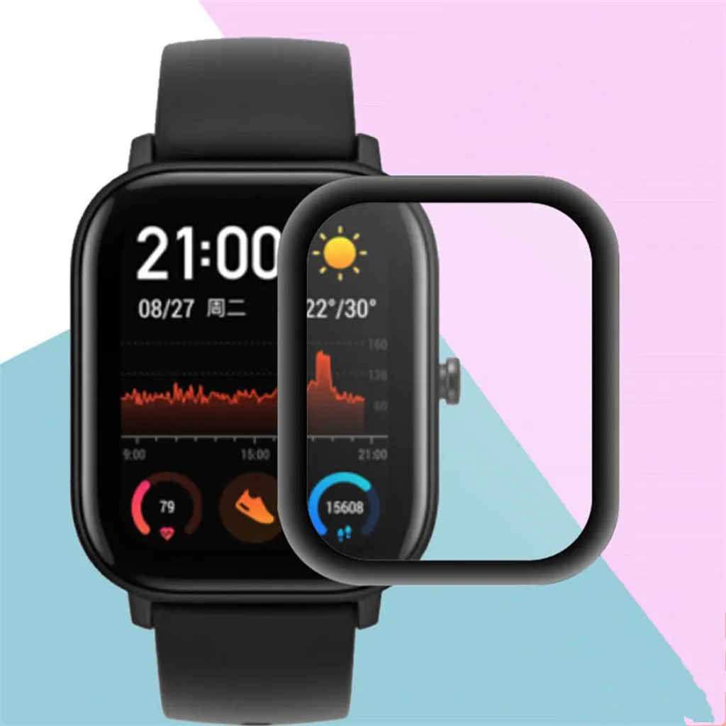 Защита экрана для смарт часов AMAZFIT GTS мягкая закаленная искусственная кожа черный