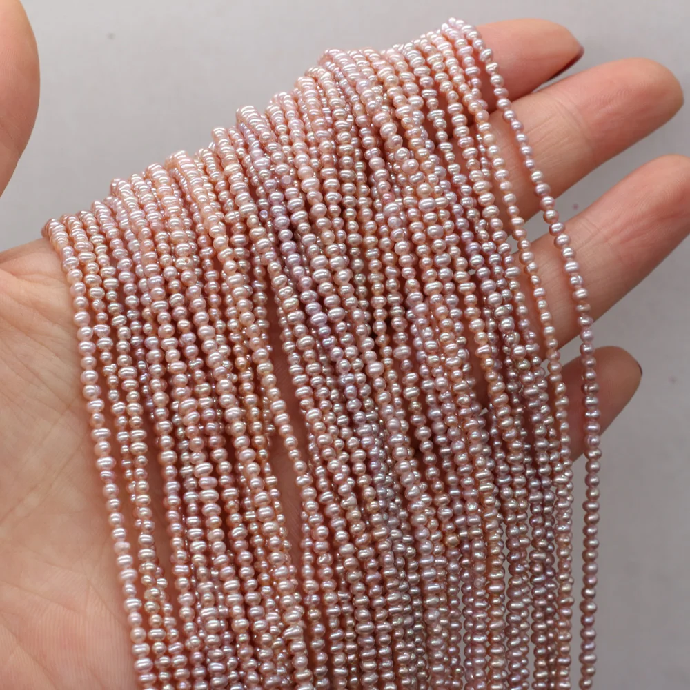 High Quality 100% Natural Freshwater Pearl Potato Shape Beads White Purple for Jewelry Making Bracelet Necklace Size 2-2.5mm