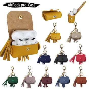 

Korean style Tassel Ring Leather Headphone cover for apple airpods 1 2 3 wireless headphone Bag Protective Cover