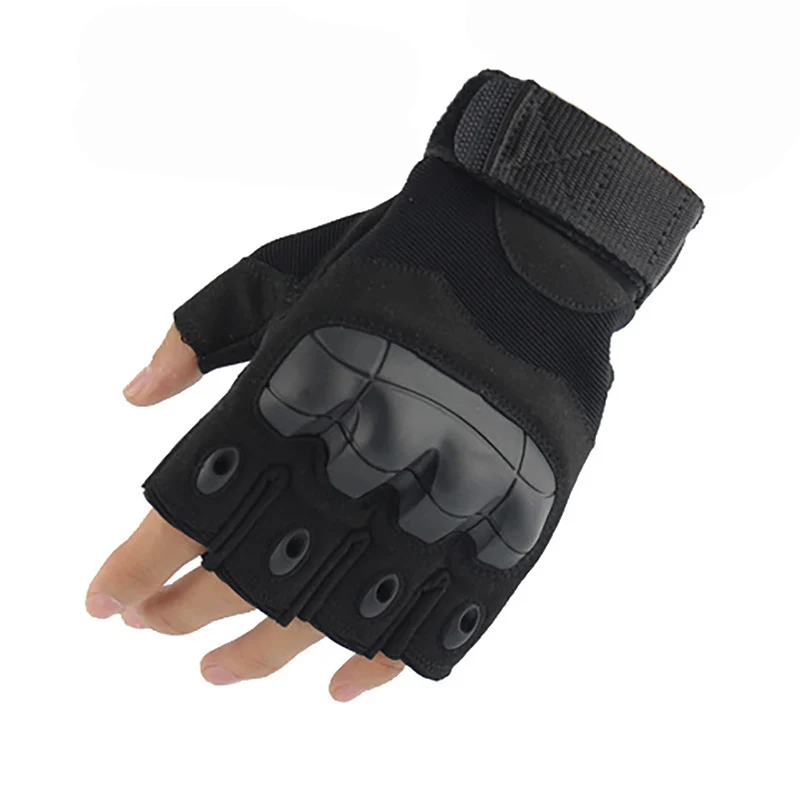 Тактические перчатки на полпальца/полный палец, Прочные Военные защитные перчатки, мужские спортивные перчатки для активного отдыха, перчатки для велоспорта - Цвет: Black Half Finger