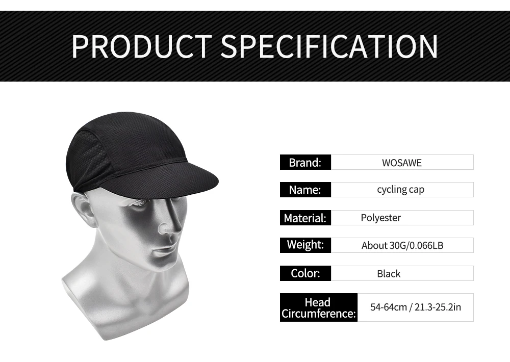 WOSAWE быстросохнущая черная велосипедная шапка головной шарф летняя мужская