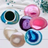 1pcs 70-90g Red Blue Purple Crystal AGATE SLAB Geode Amethyst Crystal Mineral Coaster Electroplated Edging Geode Agate slice 1
