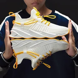 New Autumn Blade Fish Scale Sports Shoes Fly Woven Breathable Lightweight Running Shoes Fashion Shoes Men Vulcanized Shoes