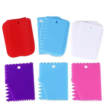 

3Pcs/set Baking Scraper Kitchen Cutter Plastic Cake Spatulas Cake Pastry Spatulas Butter Scraper Trapezoidal Scraper Cake Tools