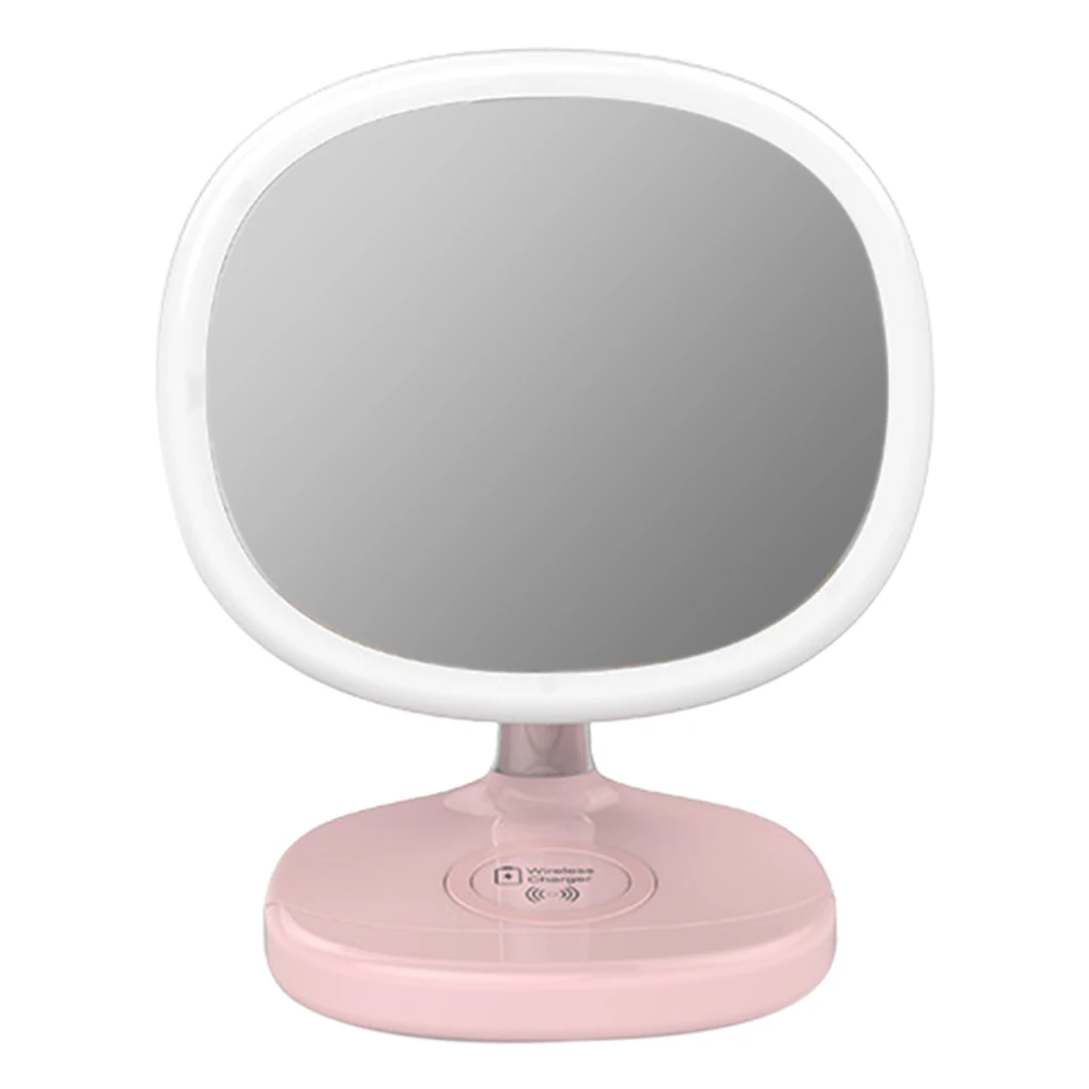 

Makeup Mirror Lamp Desktop Bedside Free Standing Dressing Table Tools Led Dimmable 5W Wireless Charger Brightness Round