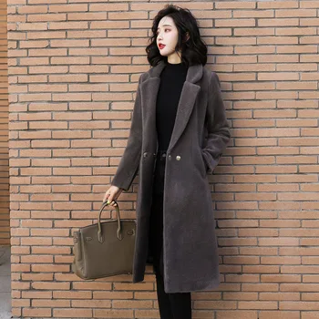

Woolen coat female Slim Korean version 19 new autumn and winter fashion temperament over the knee wool long section