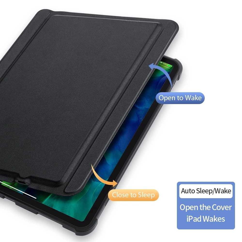 Pour ipad pro 11 pouces case slim magnetic pen groove cover auto sleep /  wake - rouge