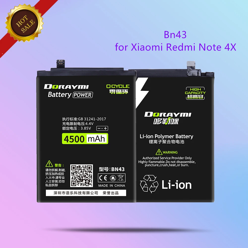 Redmi Note 4X -BN43 DORAYMI литий-полимерный аккумулятор BN43 для Xiaomi Redmi Note 4X Note4X батареи для сотовых телефонов Высокая мощность сменная батарея - Цвет: Redmi Note 4X -BN43