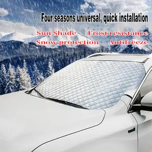 Frost Cover Blocks UV Rays Protection Snow Waterproof Windshield Snow Cover for Most Cars 96x77x65 Inch Dust Ice GES Car Windshield Cover Sunshade