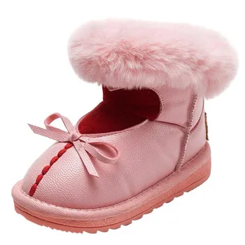 

MHYONS Girls boots 2019 winter new children's cotton boots waterproof leather plus velvet warm children's boots boys warm boots