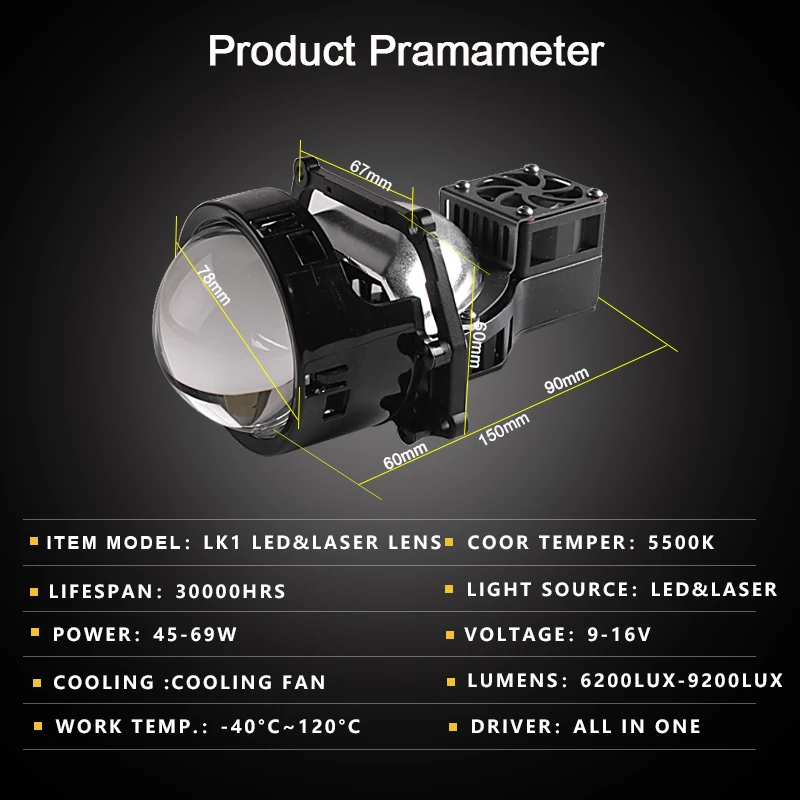 US $234.50 SANVI 3inches 69W 5500K Auto Bi Led Laser Projector Lens Headlight With Hella 3r Mounting Bracket LHD RHD Car Light Accessories