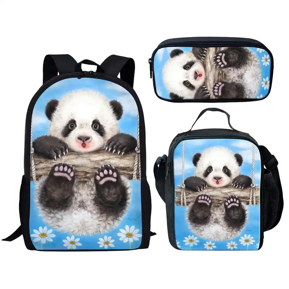 Cute Anime Panda 3d Printing Kids School Bag Set Multifunction School Backpacks For Teen Boys Girls Student Book Bags Bagpacks Aliexpress