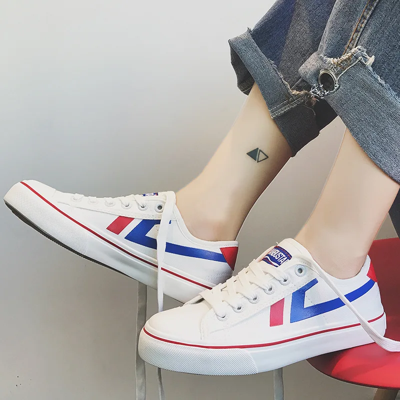 

White Shoes Spring 2019 New Style Versatile han ban xie Children Harajuku Wind Canvas Shoes Students Shoes Ulzzang