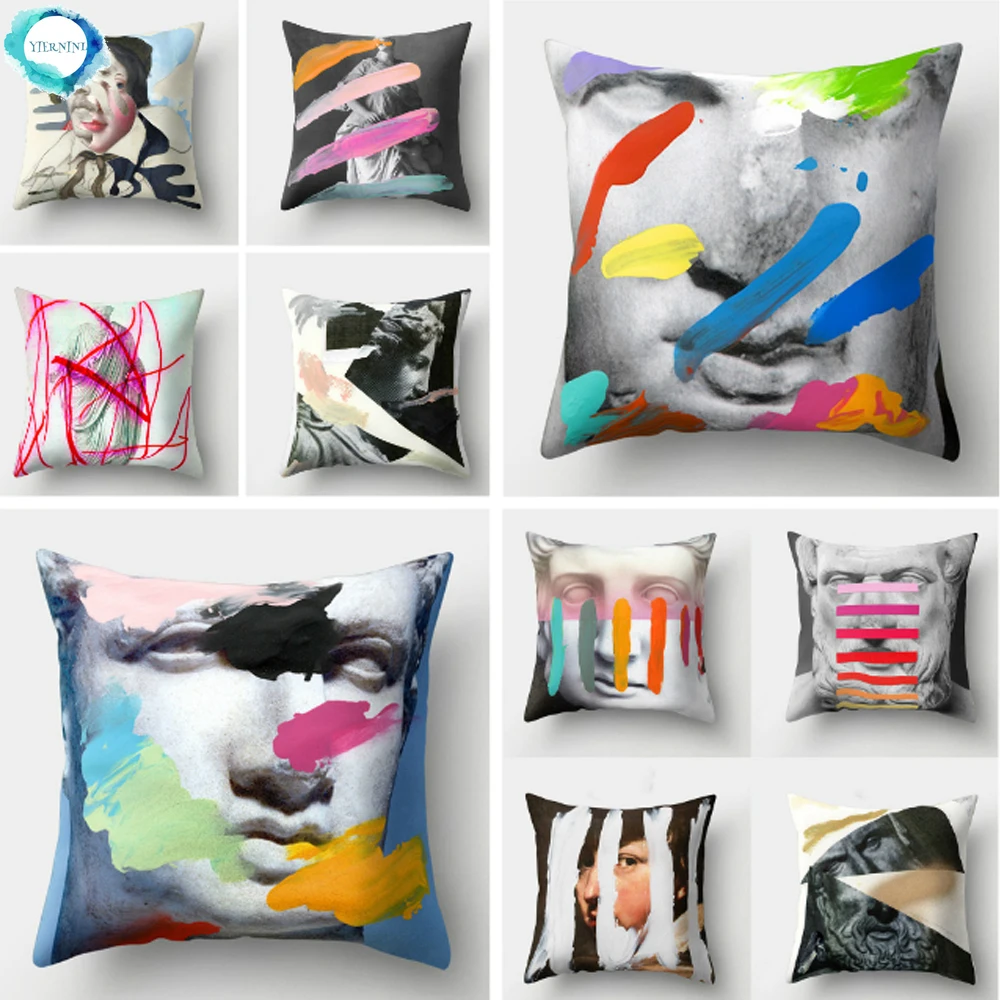 

Creative POP Character Portrait Pillow Case Home Decorative Square Zippered Polyester Throw Pillow Cover Fundas De Cojin 45X45CM