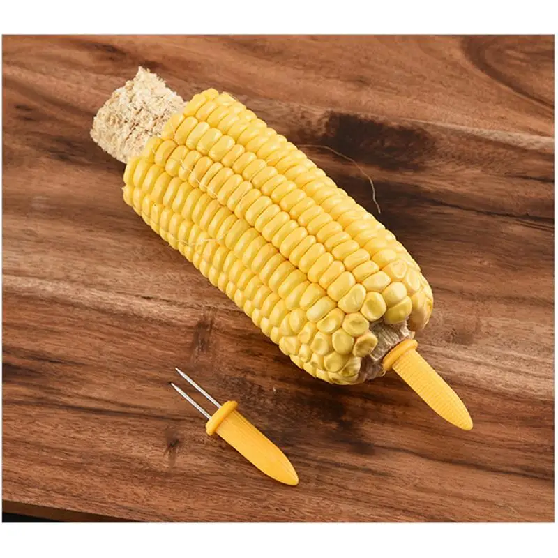 Kapmore 1pc Corn Fork Stainless Steel Portable Corn Fork Holder Skewer BBQ Tools Accessories Vegetable & Meat Tools