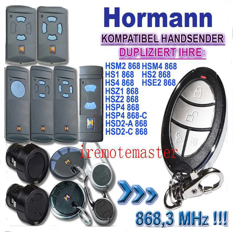 Hormann 868 МГц электрический пульт дистанционного управления для гаража Управление для Hormann hsm2, hsm4, hs1, hs2, hs4, hse2, hsz1, hsz2, hsp4, hsp4-c, hsd2-A с