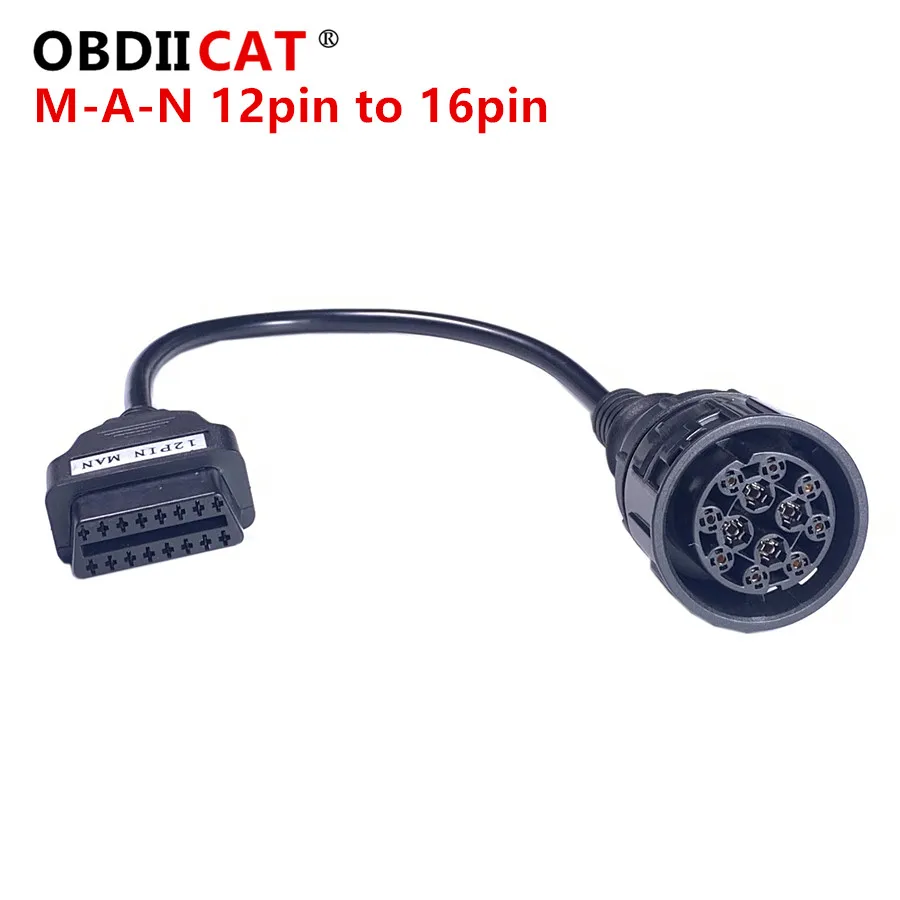 

OBDIICAT MA--N 12pin To 16PIN OBD2 Cable For MA--N Auto Scanner 12 PIN OBD Convert Adapter Truck Diagnostic Tool Connector