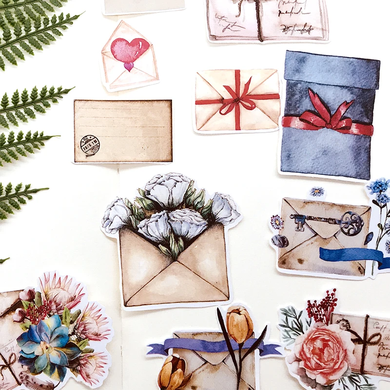 Old Flowers Envelopes Letters Stickers Junk Journal Diary Planner Sticker Scrapbooking Decorative Sticker DIY Craft Photo Album
