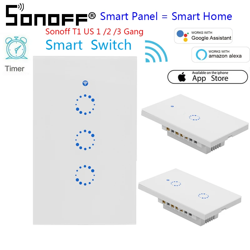 2 шт. Sonoff T1/T2 ЕС США Великобритания умный Wifi настенный светильник переключатель
