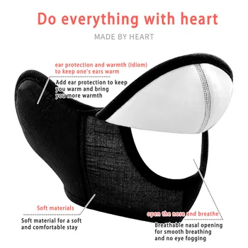 

2-in-1 Winter Thicker Warm Mask with earmuffs mascarillas Men And Women Outdoor Riding Masks Ear Muffs Openings Washable