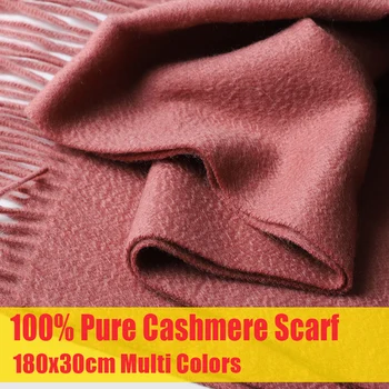 

100% Pure Cashmere Scarf for Women Men Unisex Scarves for Gift Red Cashmere Wraps with Tassel Winter Solid Color Scarf Cashmere