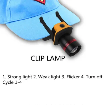 

Strong light LED clip cap lamp stretch zoom adjustable Angle outdoor no. 7 battery camping fishing headlamp