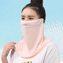 Летние женские защита для шеи воротник, защищающий от солнца солнцезащитный крем Пылезащитная маска свет и прохладный дышащий ледяной шелк маска для лица