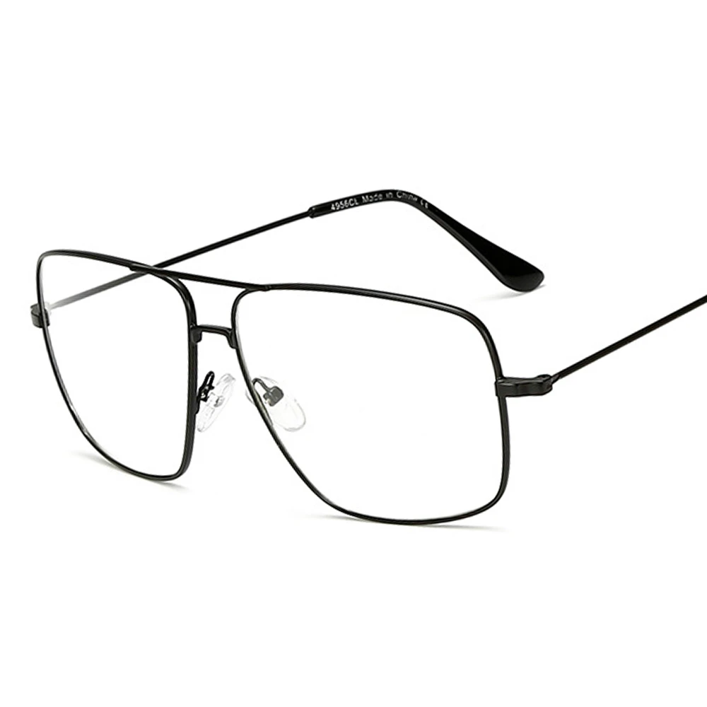 Винтажная золотая металлическая оправа для очков Мужская Дамская Ретро квадратная оптическая линза очки женские Nerd прозрачный объектив - Цвет оправы: black
