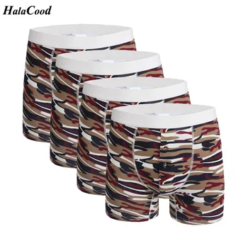 

4Pcs/lot Winter New Men's Fashion Army Green Camouflage Underwear Male Casual Long Boxers Shorts Cotton Plus Size Boxers Fat 6XL