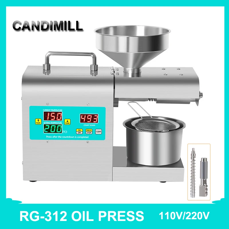 

CANDIMILL Oil Press Machine Digital Temperature Control Sesame Flax Seed Peanut Press Oil Machine High Extraction, RG-312