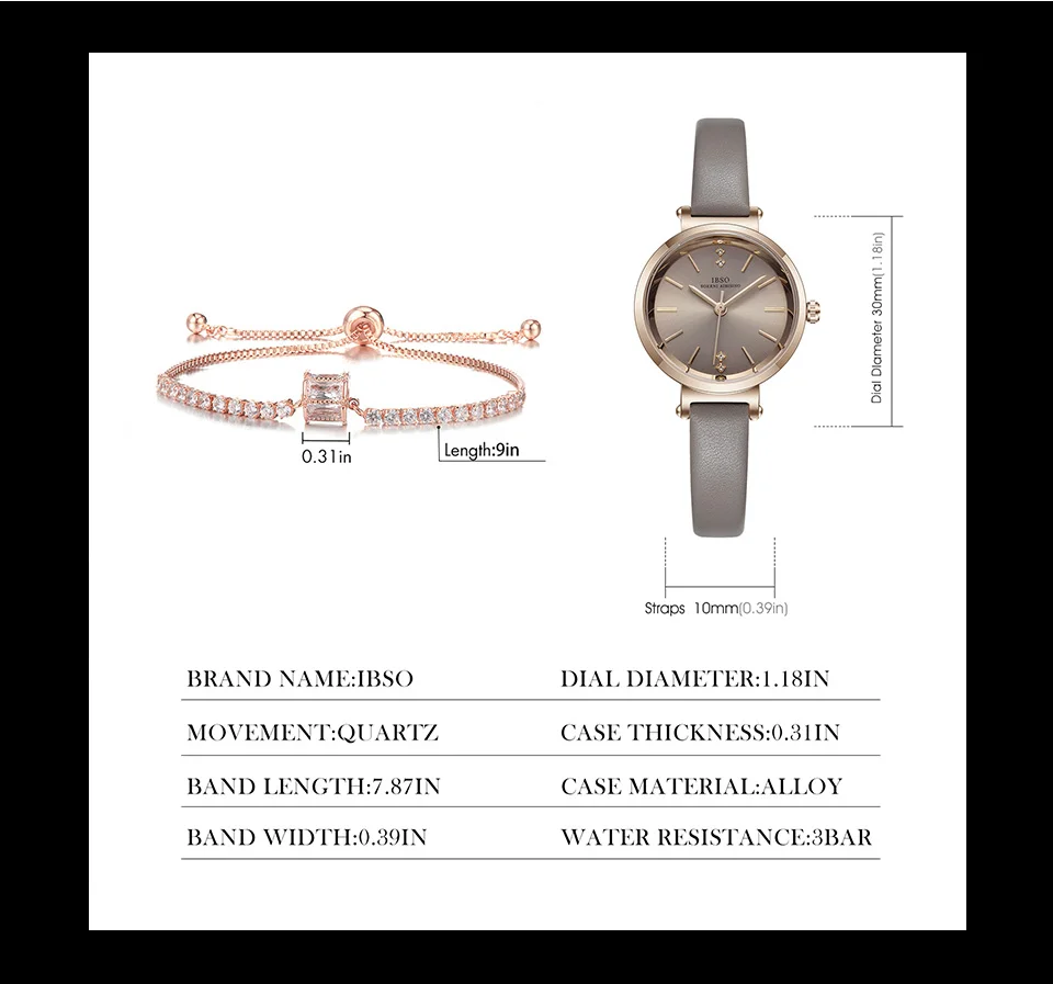 IBSO Crystal Bracelet Watches Set Female Rose Gold Quartz Watch Luxury Women Watch Bangle Set For Valentine's Gift Dropship