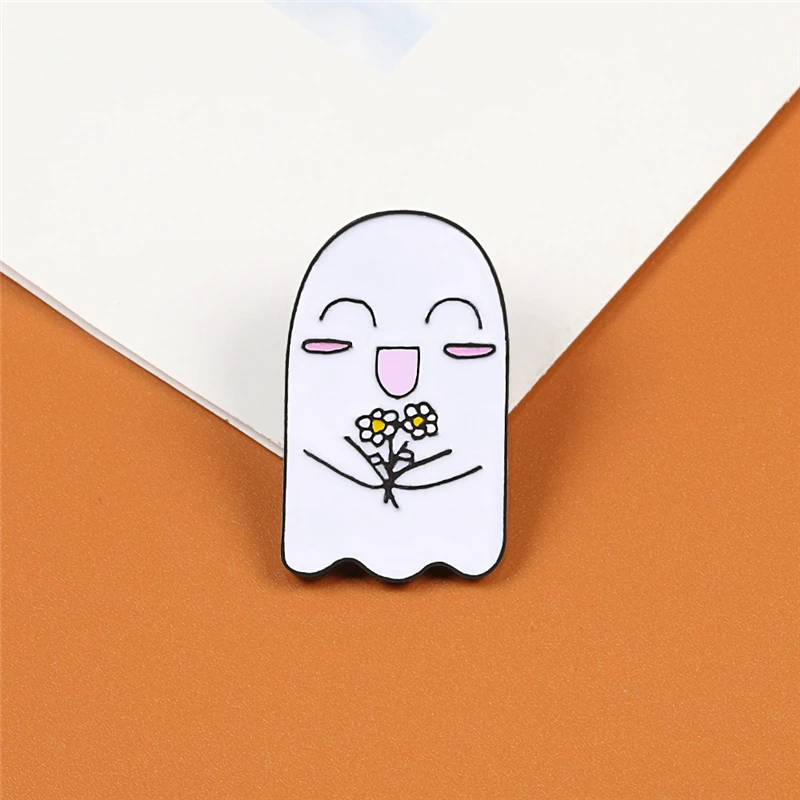 ghost С героями мультфильмов футболки с рисунками милого смайлика и призрак и рисунком с надписью «Boo-tiful милее чем вы Салют эмалированная брошь-кнопка любовь значки, одежд сумка лацкан булавки, подарки, ювелирные изделия - Окраска металла: ghost