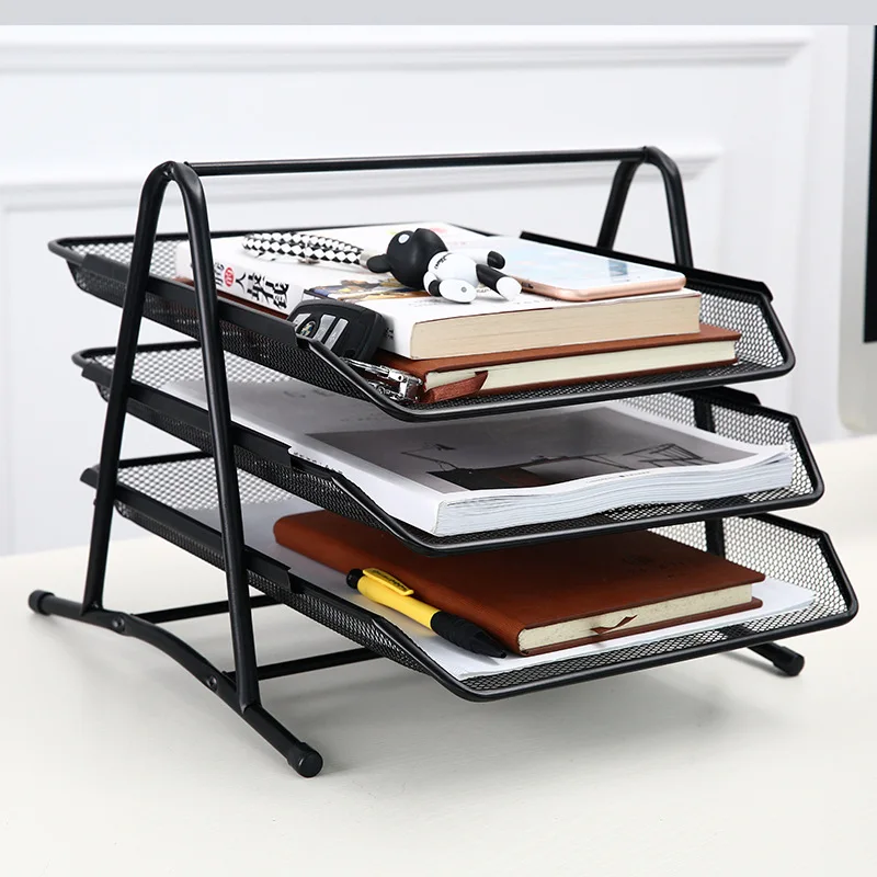 

Metal Three-layer File Rack , Office A4 Data Disk , Anti-rust File Storage , Desktop 3d Storage