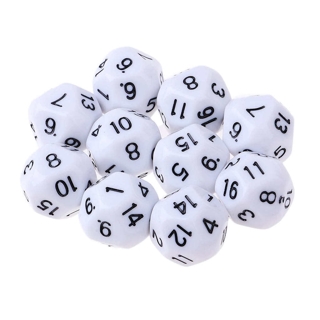 10Pcs 16-Sided D16 Acrylic Dices Table Game Accessory Toys for DND MTG TRPG Table Board Games