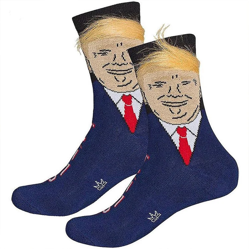 Носки мужские забавные Trump Meias Com 3D FAS Cabelo носки США президент Дональд Трамп Обама