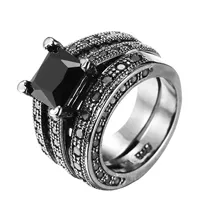 

Foydjew 2021 Hot Sale Black Zircon Jewelry Men's Rings Micro-inlaid Black Gold Ring Sets Wedding Engagement Hands Accessories