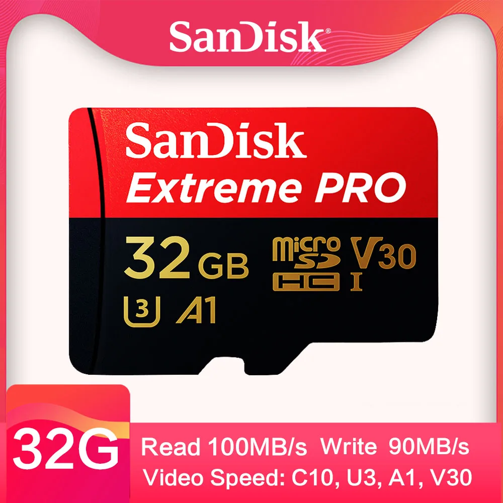 SanDisk Extreme microSDXC 32 Гб 64 Гб 128 ГБ 256G класс 10 microSD TF карта Поддержка официальной проверки C10 V30 U3 - Емкость: SDSQXCG-032G