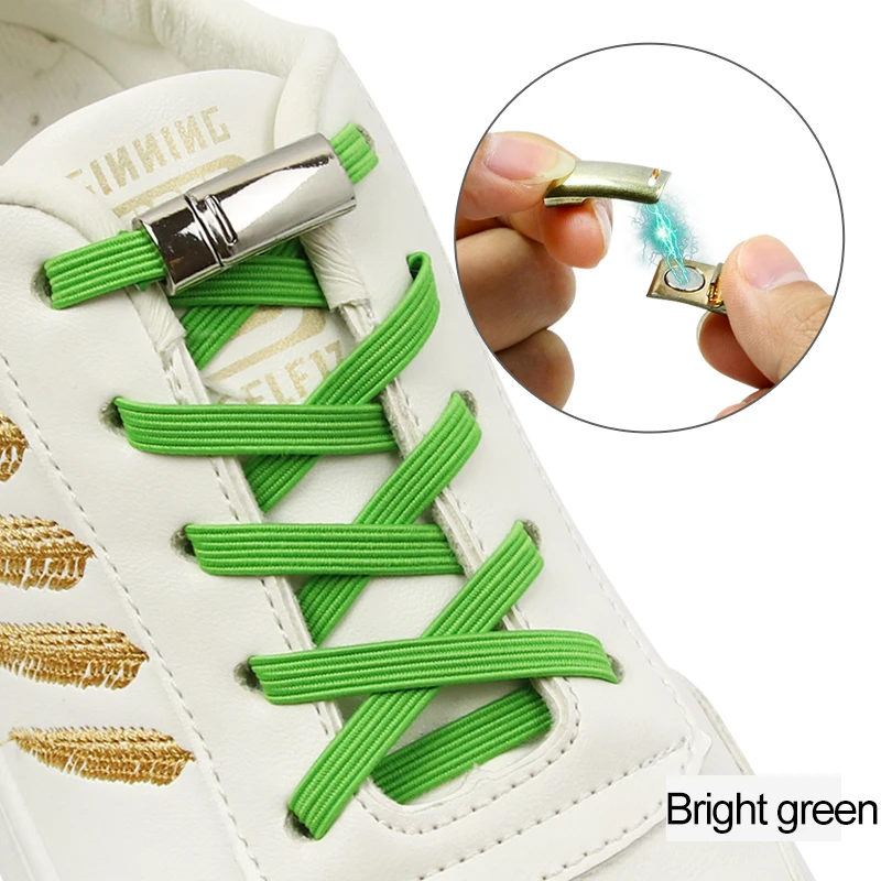 1 pairs Colorful easy lace No Tie Shoelace Elastic Shoe Lace For adult child Magnetic Locking ShoeLaces shoelaces flat