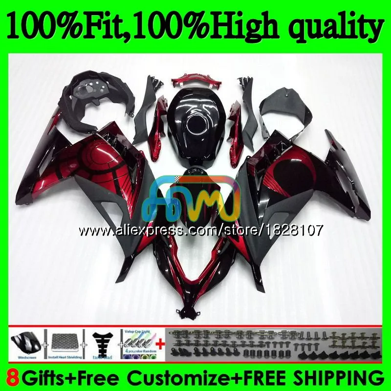 Инъекции для KAWASAKI ZX3R EX300 EX ZX 300R 4BS. 20 ZX-3R ZX300R 13, 14, 15, 16, 17, 2013 Cool темно-красный обтекатели